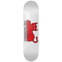 Toy Machine 'Devil Cat' White Skateboard Deck - 8.25" - Skatewarehouse.co.uk