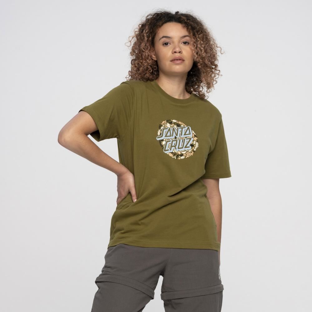Santa Cruz Womens T-Shirt Foliage Dot T-Shirt - Moss - Skatewarehouse.co.uk