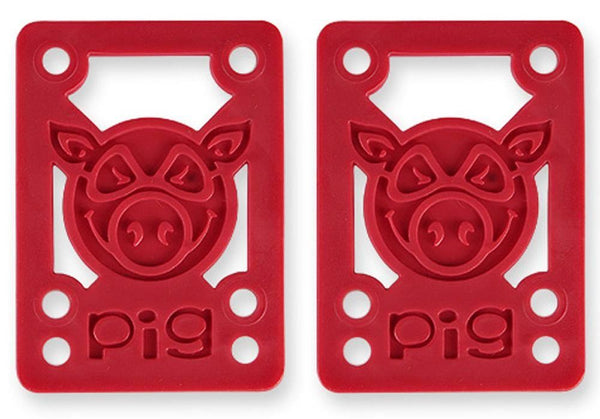 Pig Piles Hard Skateboard Riser Pads 1/8 Red - Skatewarehouse.co.uk