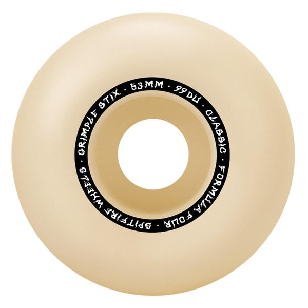 Spitfire X Grimple F4 Skateboard Wheels Furry Classics 99 - White - Skatewarehouse.co.uk