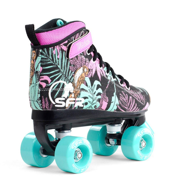 SFR Vision Canvas Children's Quad Skates - Black Floral - Skatewarehouse.co.uk