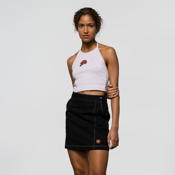 Santa Cruz Womens Skirt Nolan Mini Skirt - Black / White Stitch - Skatewarehouse.co.uk