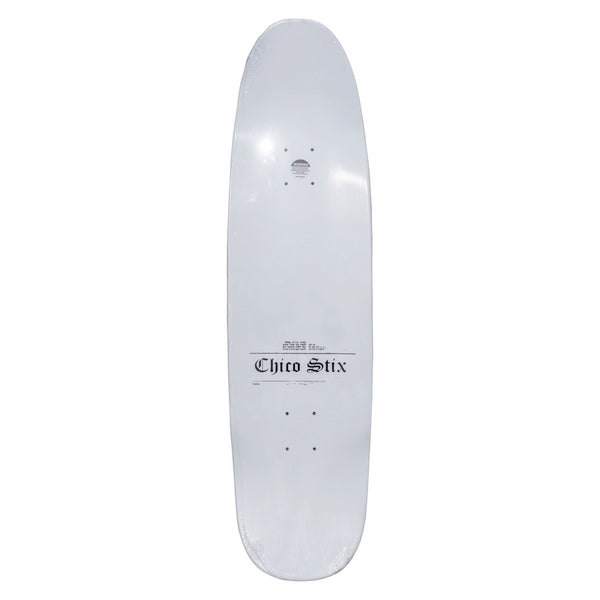 Chico Stix News Flyer (Retro ’s Shape) ” All White Dipped Skateboard Deck - 8.75