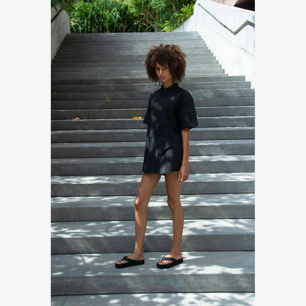 Indosole - Womens Flip Flops - Platform - Black Shoes