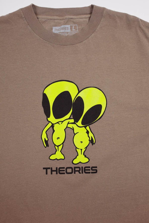 Theories Twins Garment Dyed Tee Faded Brown - M