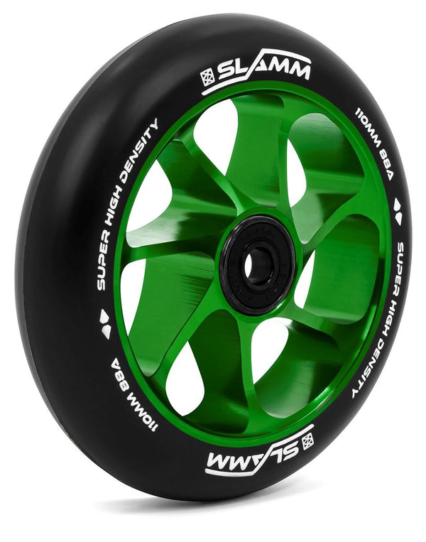 Slamm 110mm Team Wheels - Black / Green - 110mm - Skatewarehouse.co.uk