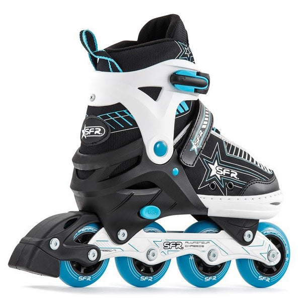 SFR Pulsar Adjustable Inline Skates Blue Bundle - SFR Helmet & Pads