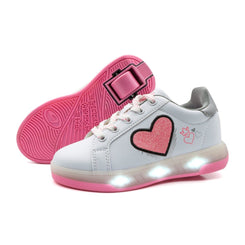 Breezy Rollers Shoes With Wheels Light Heart LED Light Up - Pink - Skatewarehouse.co.uk