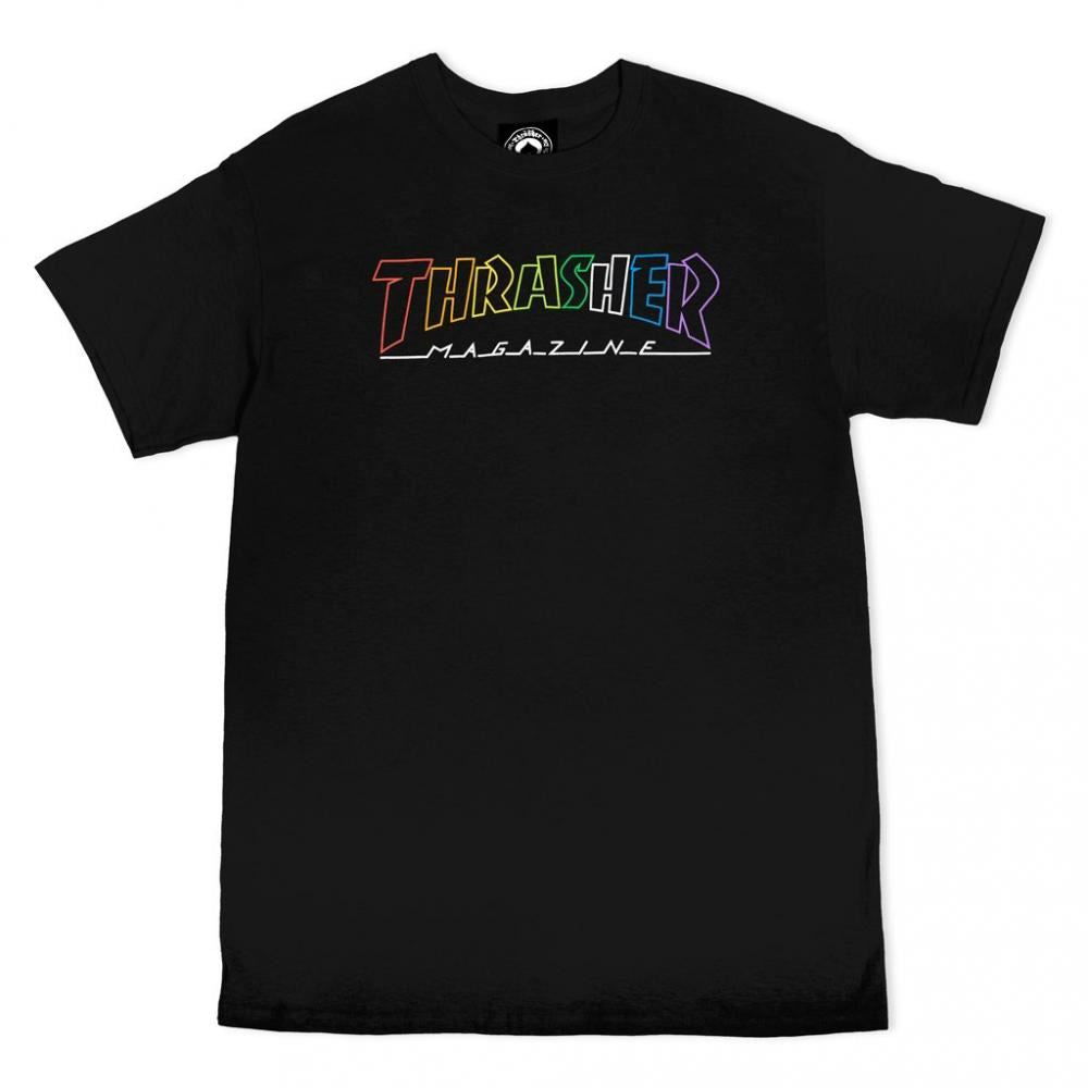 Thrasher T-Shirt Outline Rainbow Mag - Black / Multi - Skatewarehouse.co.uk