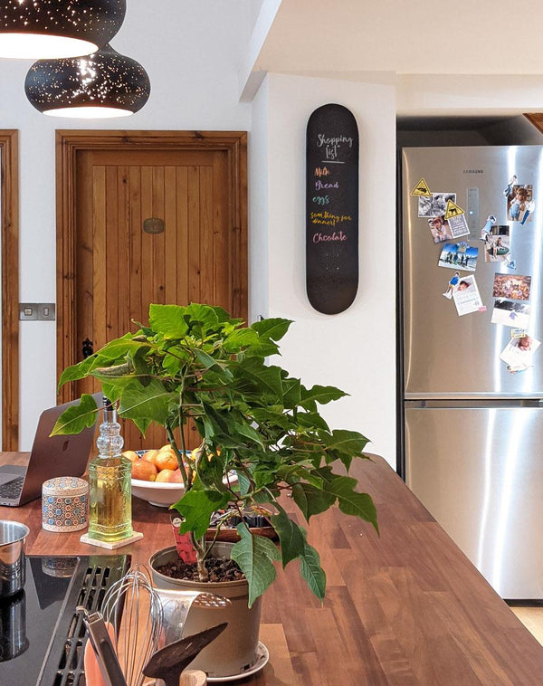 Venom Skateboards Kids Matt Black Chalkboard / Message Board / Bedroom Door Sign Skateboard Deck With Chalk Pack - Skatewarehouse.co.uk