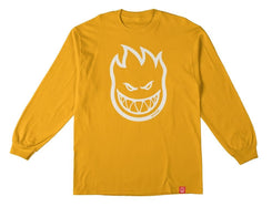 Spitfire L/S T-Shirt Bighead - Gold / White - Skatewarehouse.co.uk