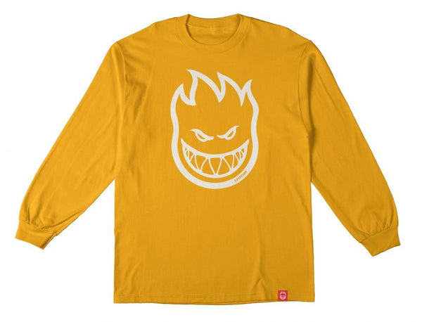 Spitfire L/S T-Shirt Bighead - Gold / White - Skatewarehouse.co.uk