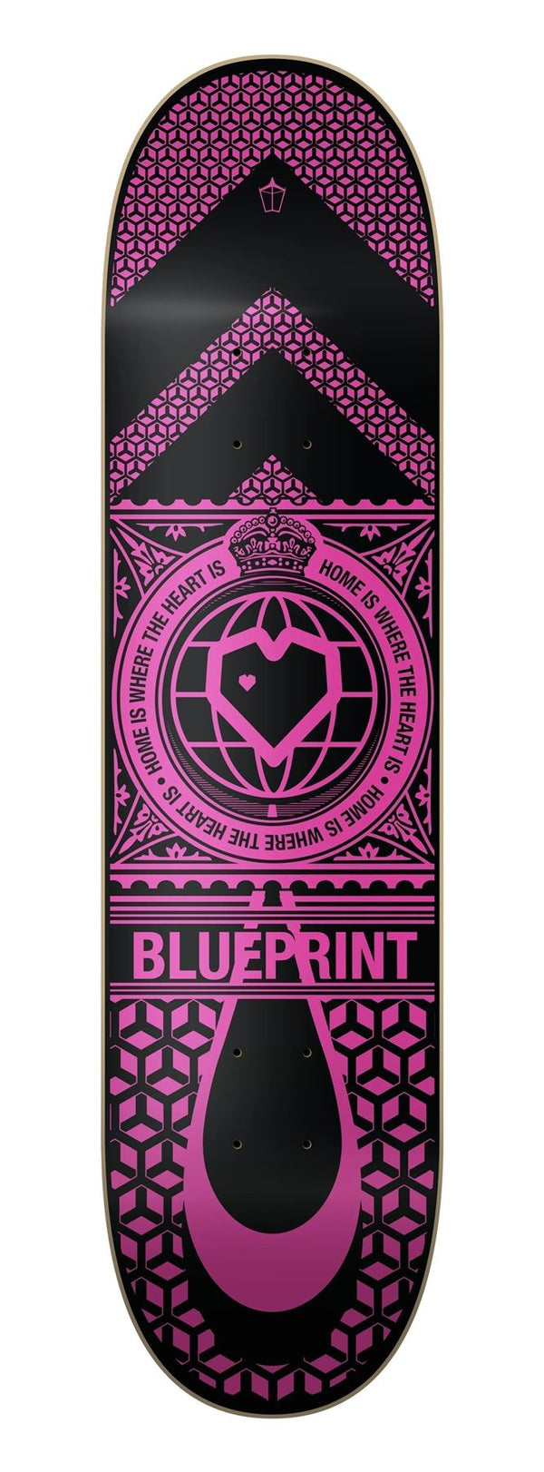 Blueprint Home Heart Black / Pink Skateboard Deck - 7.875