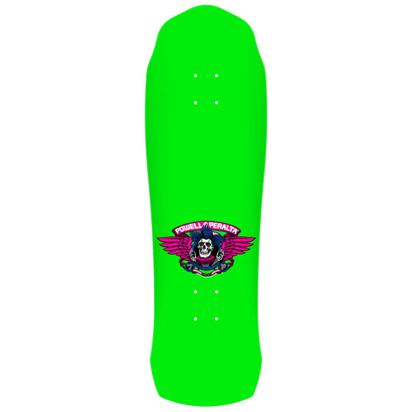 Powell-Peralta Chris Hiett 7 Ply 'Skull' Neon Green / Blue Foil Skateboard Deck - 9.5