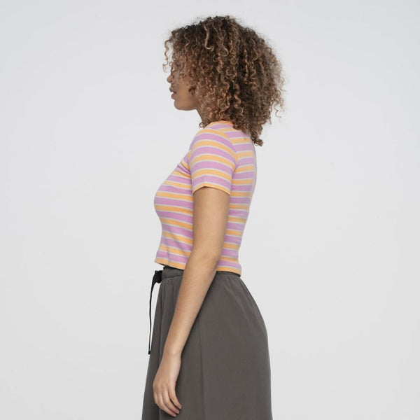 Santa Cruz Womens T-Shirt Peace Strip T-Shirt - Pink / Orange Stripe - Skatewarehouse.co.uk