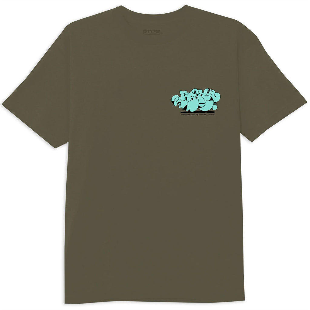 5Boro x SP-ONE 'Bubble' Tee Olive/White - Skatewarehouse.co.uk