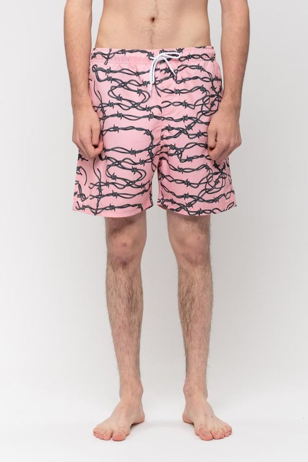 Santa Cruz Short Barbed Wire Swimshort - Pink - Skatewarehouse.co.uk