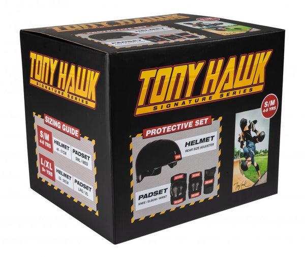 Tony Hawk Protective Set Helmet & Padset - Black / Red - Skatewarehouse.co.uk