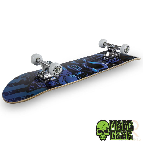 Madd Gear Pro Skateboard - Hatter Strip Blue / Black Complete Skateboard