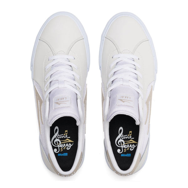 Lakai Flaco 2 White Cream Leather Skate Shoes - Skatewarehouse.co.uk