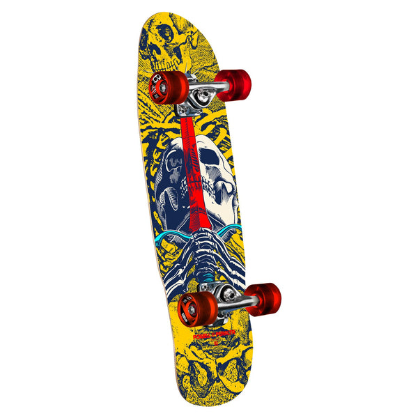 Powell MINI Skull & Sword • Yellow / Blue • 59mm x 80a Cruiser Wheels • Shape 186 • x Complete Skateboard - 8.0