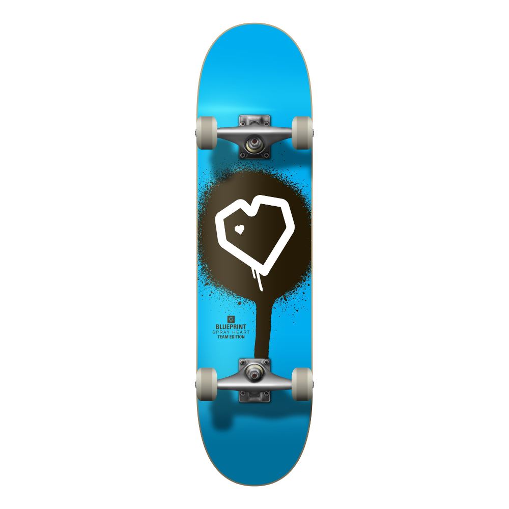 Blueprint Spray Heart Blue Complete Skateboard - 7.0"