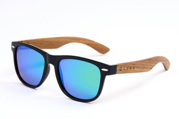 Luma Beach Comber Recycled Sunglasses - Black/Green - Skatewarehouse.co.uk