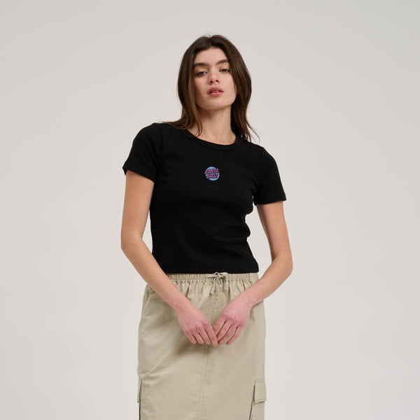 Santa Cruz Womens T-Shirt Other Dot Emb T-Shirt - Black - Skatewarehouse.co.uk