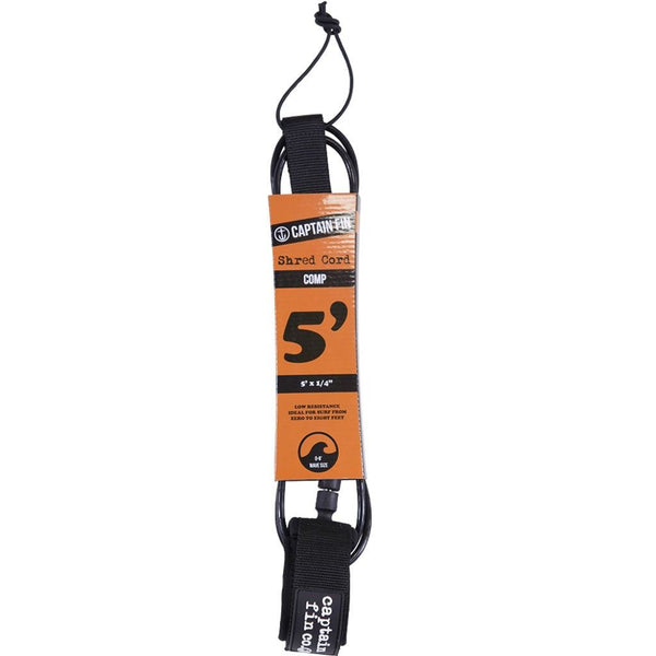 Captain Fin Co - Shred Cord - 5' Comp - Black Surf Accessory