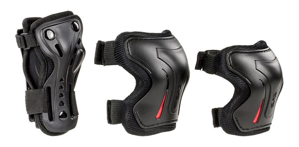 SFR Essentials Triple Pad Set - Black - Skatewarehouse.co.uk