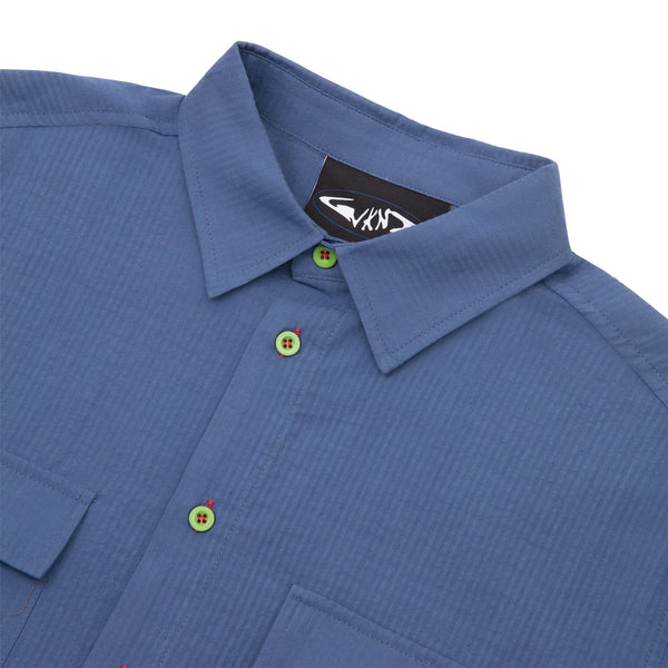 WKND Wilson Shirt (Seersucker) Dyed Blue Stripe - Skatewarehouse.co.uk