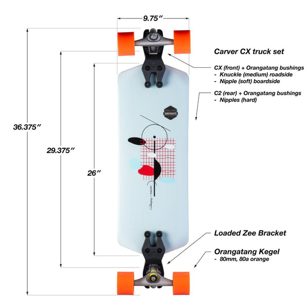 Loaded Surfskate Carver Tangent CX Complete - Kegal Orange