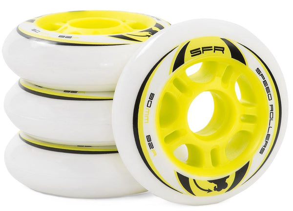 SFR Inline Wheels x4 - White / Yellow - Skatewarehouse.co.uk