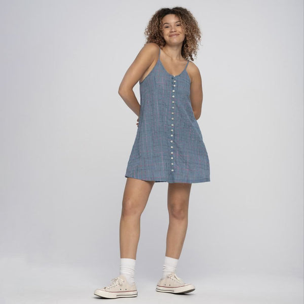 Santa Cruz Womens Dress Sundance Skater Dress - Blue Check - Skatewarehouse.co.uk