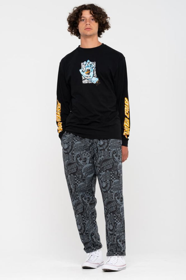 Santa Cruz Longsleeve T-Shirt Flier Hand L/S T-Shirt - Black - Skatewarehouse.co.uk
