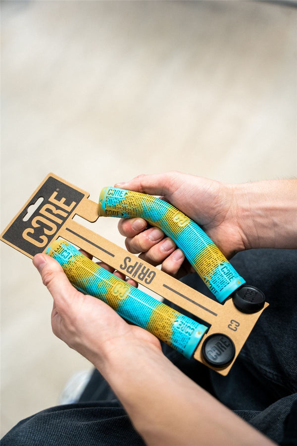 CORE Skinny Boy Handlebar Grips Soft 170mm – Beach (Teal/Gum) - Skatewarehouse.co.uk