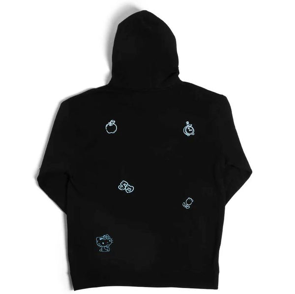 Girl Hello Kitty 50th All Over Hoodie Black - Skatewarehouse.co.uk