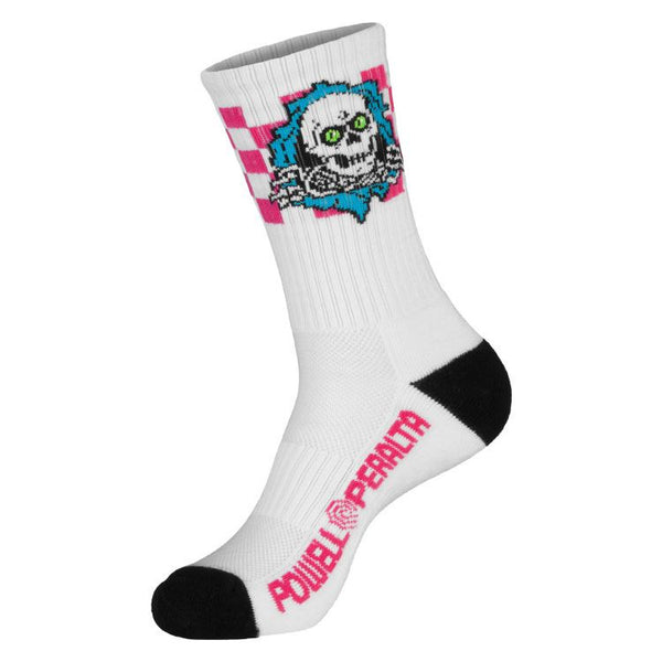 Powell Peralta Ripper Cotton Socks Checker Blue / Pink / White