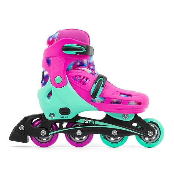SFR Cyclone II Adjustable Inline Skates Tie Dye Bundle - SFR Helmet & Pads
