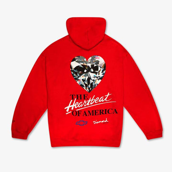 Diamond Heartbeat Hoodies Red - Skatewarehouse.co.uk