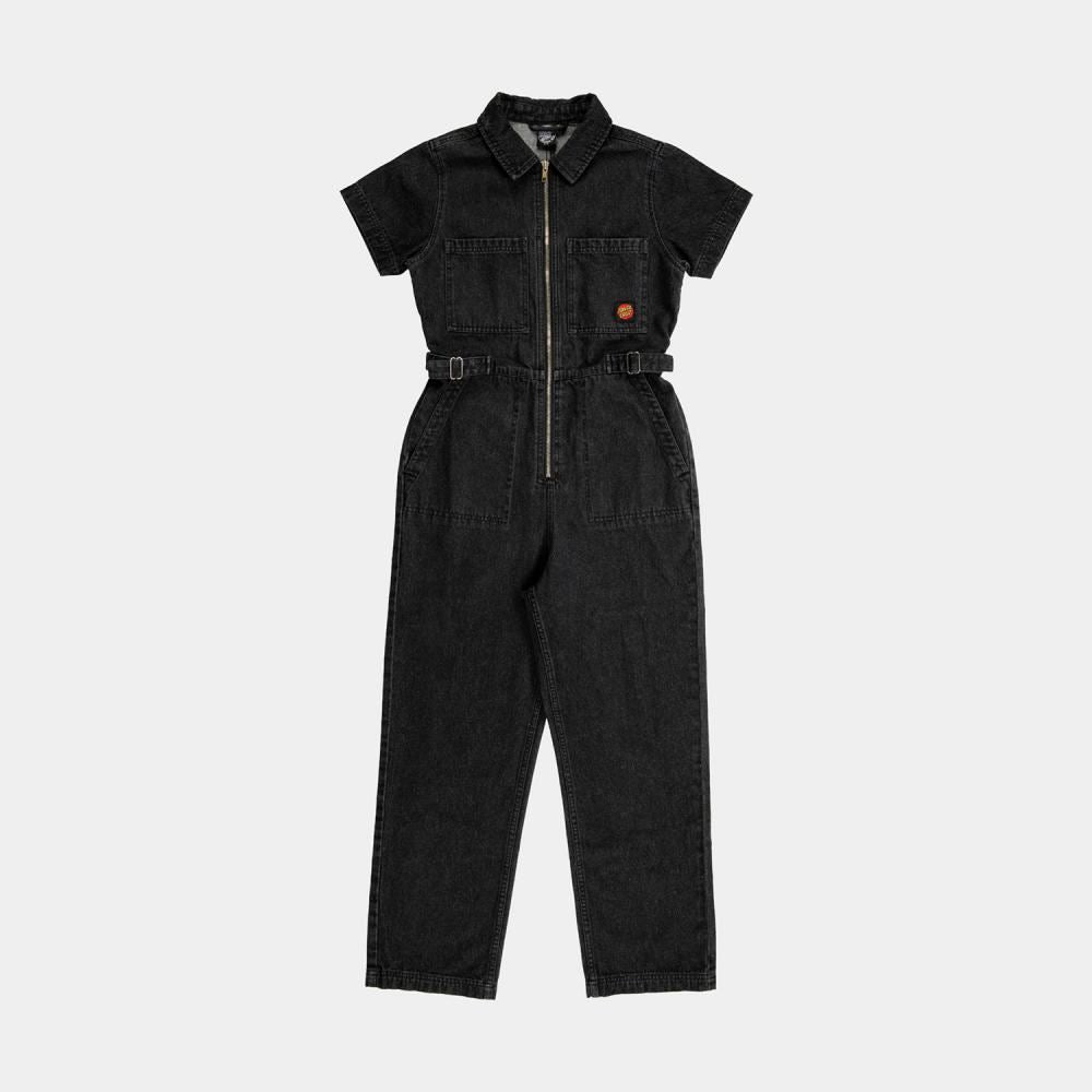 Santa Cruz Womens Jumpsuit Line Up Utility Jumpsuit - Black Wash - Skatewarehouse.co.uk