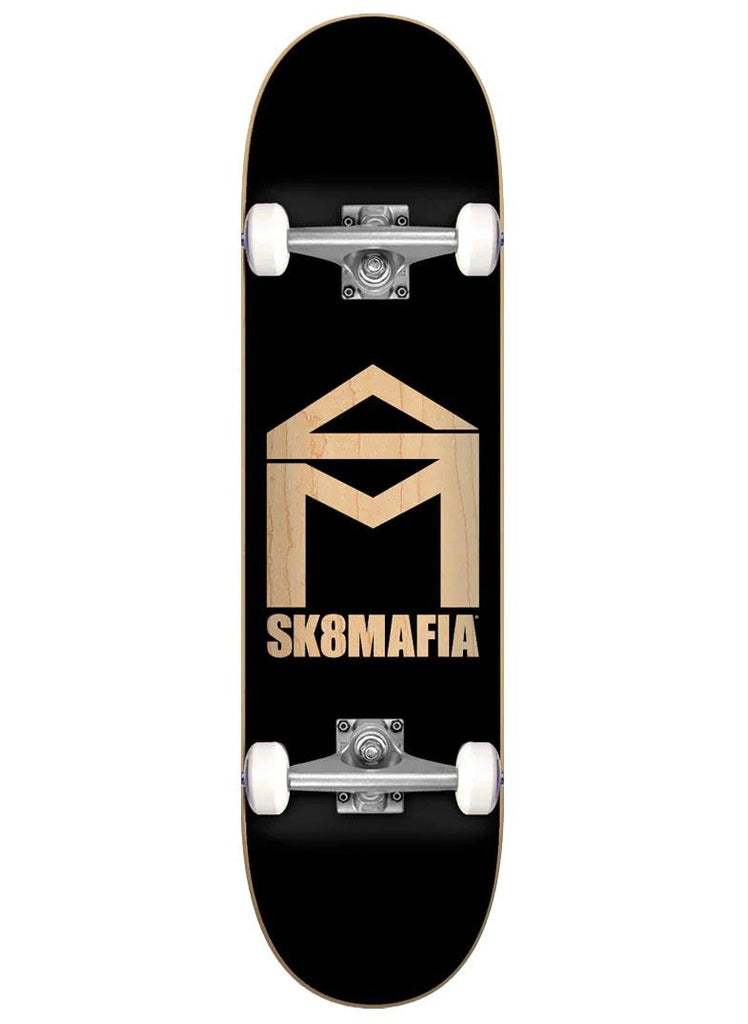 Sk8Mafia House Logo Black Stained Sk8Mafia Complete Skateboard - 8.0"