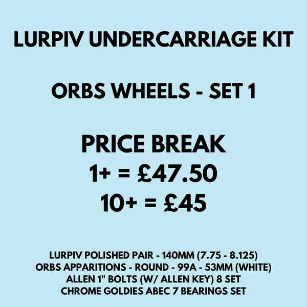 Lurpiv Undercarriage Kit Orbs - 140 (7.75-8.125) Skateboard Trucks - 140 (5.25