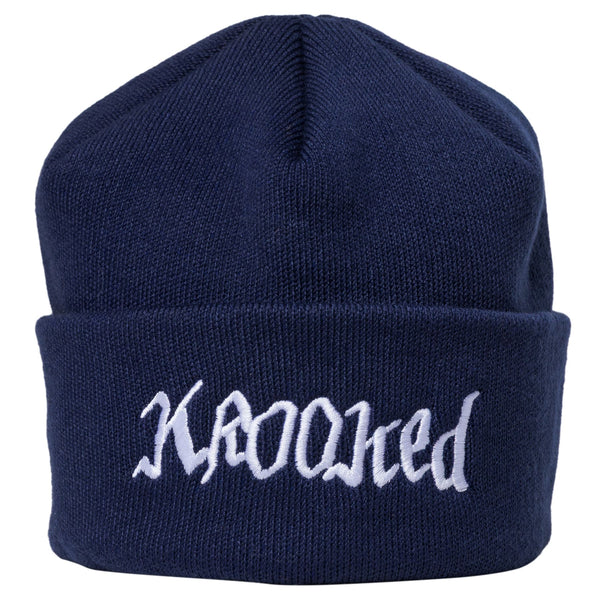 Double Ok Script Beanie (Navy/White) - O/S