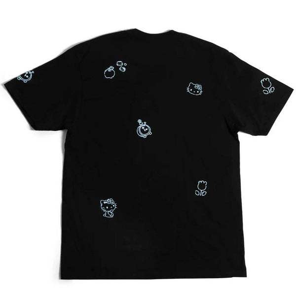 Girl x Hello Kitty 50th All Over Tee Black - Skatewarehouse.co.uk