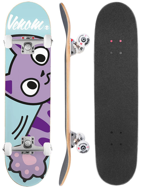Venom Junior Kids Complete Skateboard - Kitty Swipe Blue - 7.25
