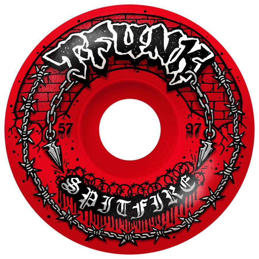 Spitfire F4 97Du T-Funk Raw Radial Full (Red) Skateboard Wheels - 57mm