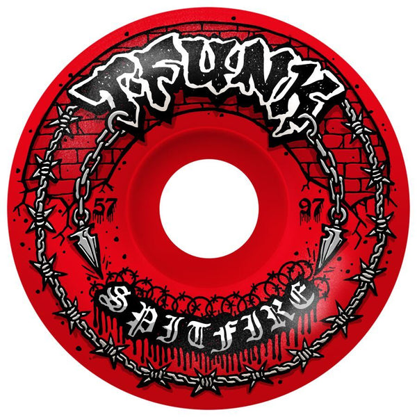 Spitfire F4 97Du T-Funk Raw Radial Full (Red) Skateboard Wheels - 57mm