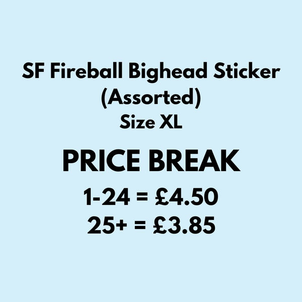 Spitfire SF Fireball Bighead Sticker (Assorted) Size XL ( x ) Skateboard Wheels