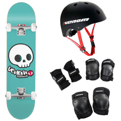 Venom Skull Teal Kids Mini Junior Complete Skateboard Bundle - 7.25" **PRE-ORDER** - Skatewarehouse.co.uk